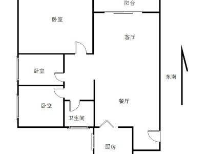 中邦御珑湾小区3室2厅1卫户型图1