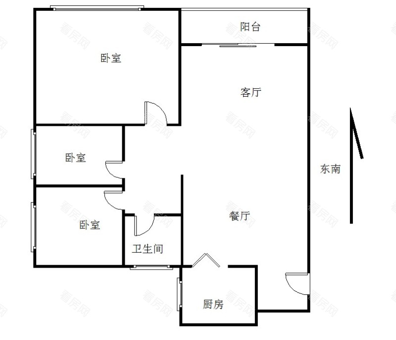 中邦御珑湾小区3室2厅1卫户型图6