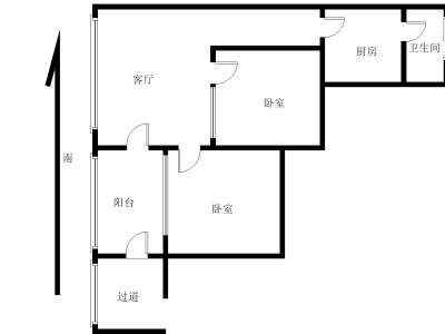 雅涛花园小区2室1厅1卫户型图3
