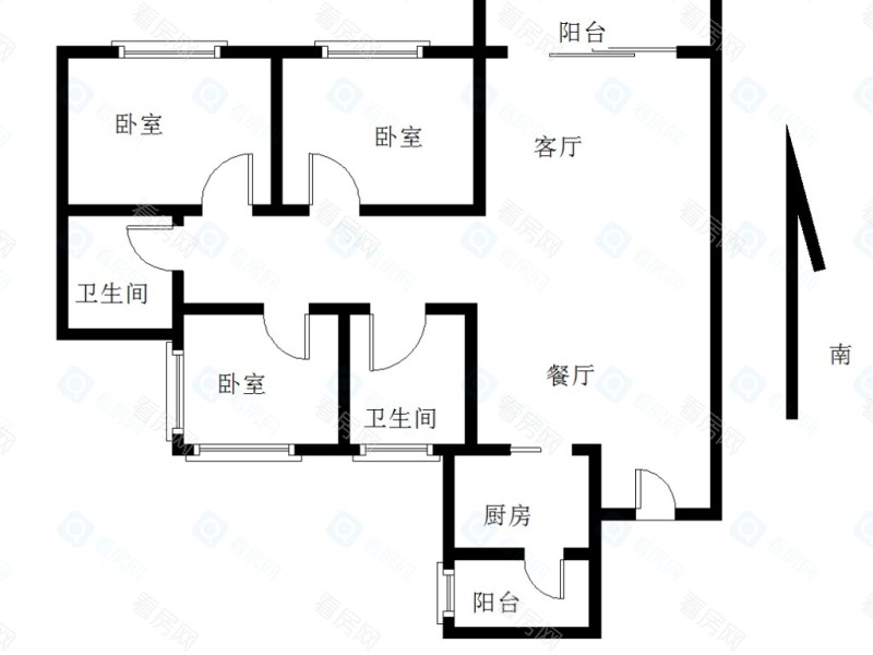 保利时代小区3室2厅2卫户型图5