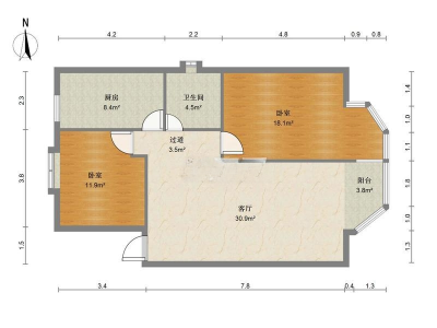 山东大厦小区2室1厅1卫户型图3