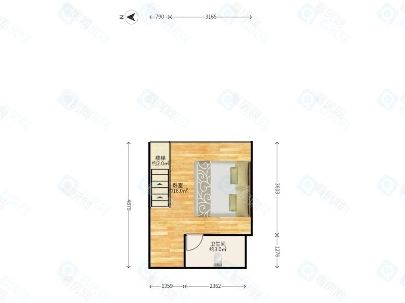 华发世纪城三期小区1室1厅2卫户型图2