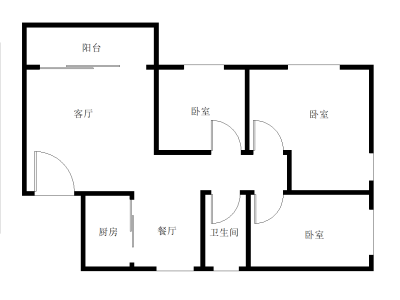 立新湖花园小区3室2厅1卫户型图2