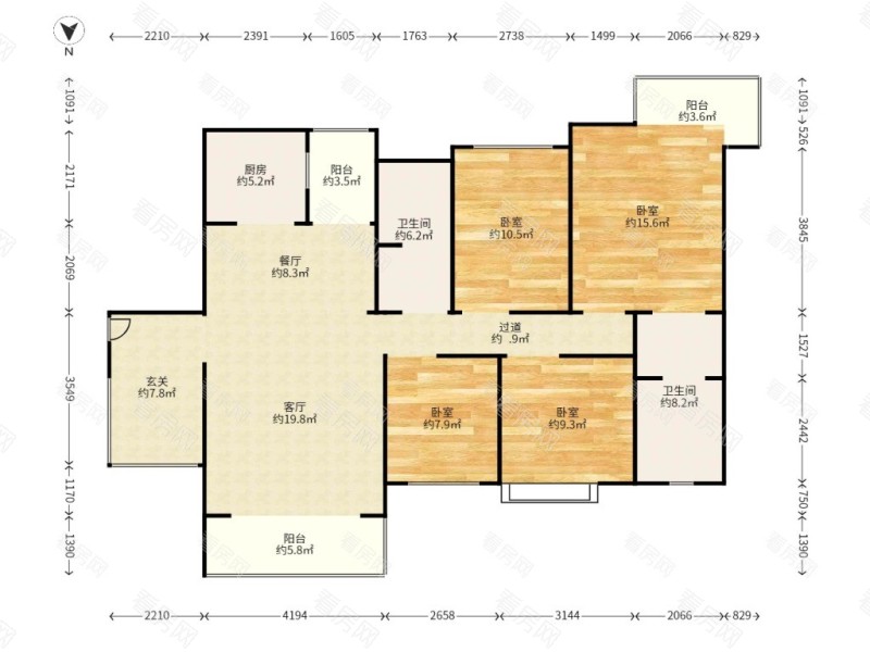 凤凰新城 4室2厅 140㎡ 毛坯_凤凰新城二手房户型图片13