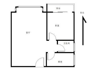 卡罗社区小区1室1厅1卫户型图2