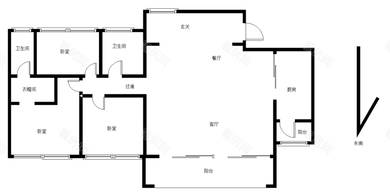 中信红树湾南区小区3室2厅2卫户型图13