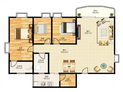 嘉意台小区4室2厅2卫户型图1