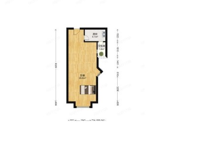 彩福大厦小区1室0厅1卫户型图4