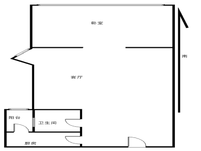 彩福大厦小区1室1厅1卫户型图2