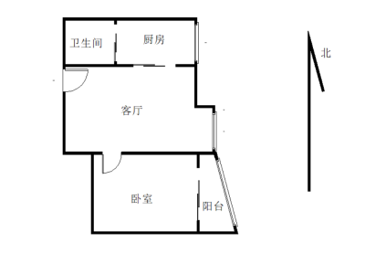 新街口广场小区1室1厅1卫户型图2