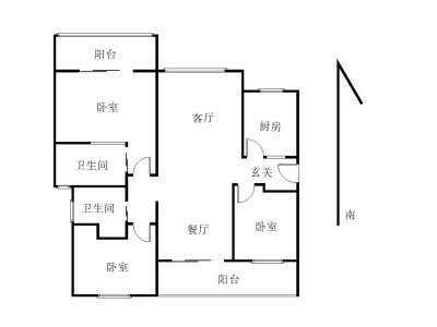 中珠上城二期小区3室2厅2卫户型图1
