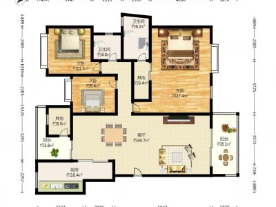 英伦名苑二期小区3室1厅2卫户型图3
