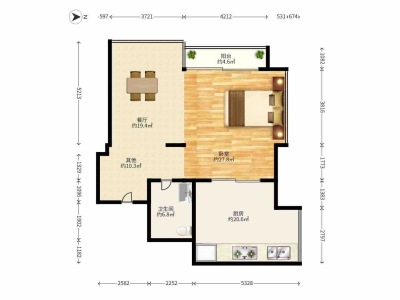 瑧湾汇小区1室2厅1卫户型图2