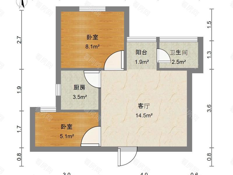 华裕花园 2室1厅 46.31㎡ 满五年_华裕花园二手房户型图片8