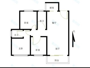 中源国际城 3室2厅 97㎡ 精装_中源国际城二手房户型图片2