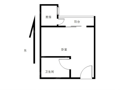 秀乐公馆小区1室0厅1卫户型图3