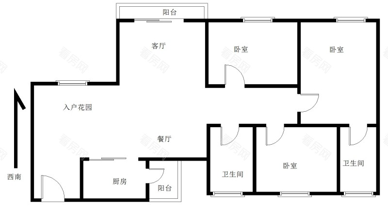 悦廷轩小区3室2厅2卫户型图
