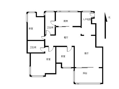 半岛一号二期小区3室2厅2卫户型图1