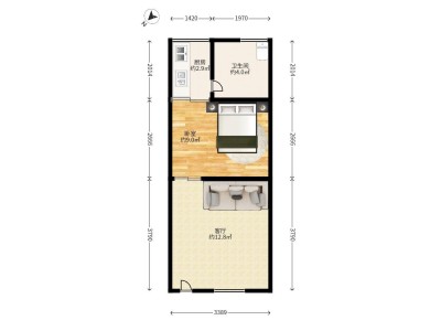 翠怡苑小区1室1厅1卫户型图2