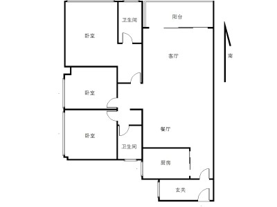 时代天韵小区3室2厅2卫户型图1