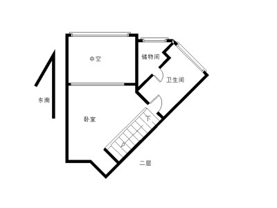 华发新城四期小区1室2厅2卫户型图2