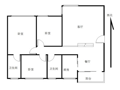 新锦安雅园一期小区3室2厅2卫户型图1