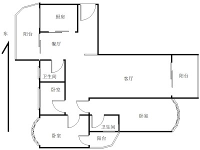 桂花苑(南山)小区3室2厅2卫户型图1