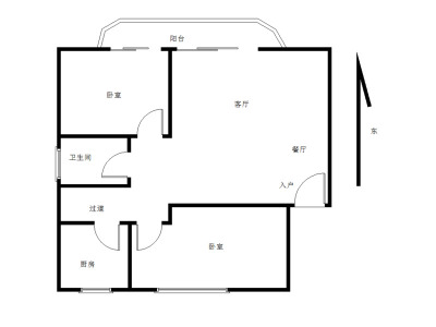 山东大厦小区2室2厅1卫户型图2