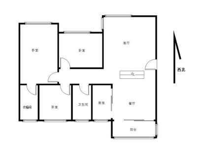 新锦安雅园一期小区3室2厅1卫户型图3