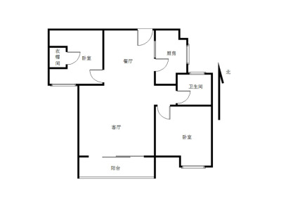 海亮天城小区2室1厅1卫户型图3