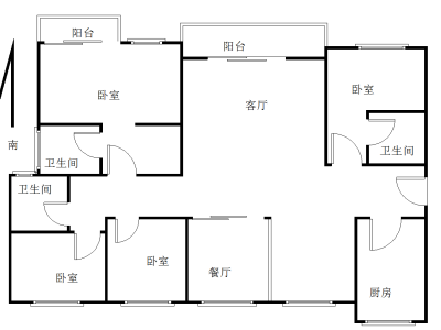 锦绣荣城小区4室2厅3卫户型图2