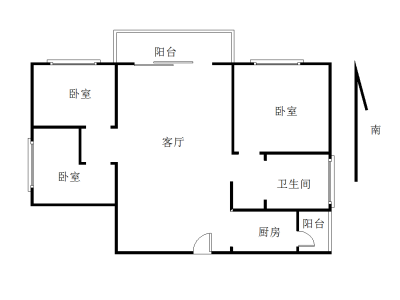 观山嘉苑小区3室1厅1卫户型图3