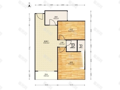 宝能世纪城西区小区2室2厅2卫户型图2