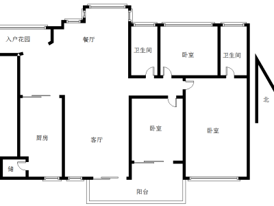 保利花园三期小区3室2厅2卫户型图1