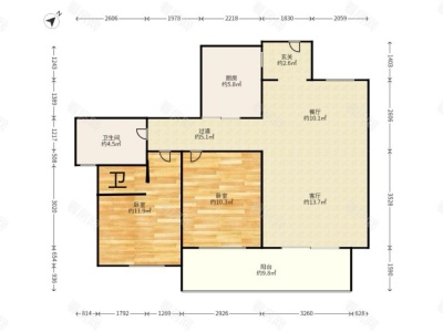 江山里澜湾小区2室2厅2卫户型图3