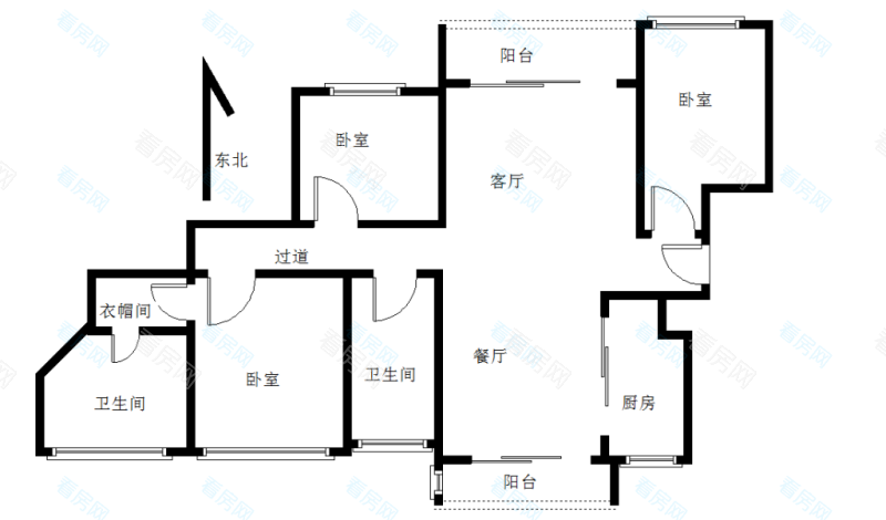 中信红树湾南区小区3室2厅2卫户型图4