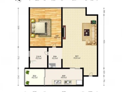南海大厦小区1室1厅1卫户型图2