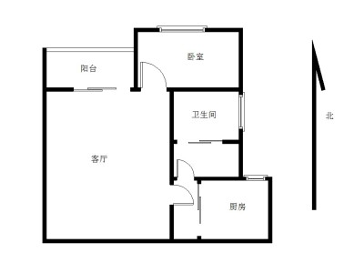 蓝溪枫景小区1室1厅1卫户型图2