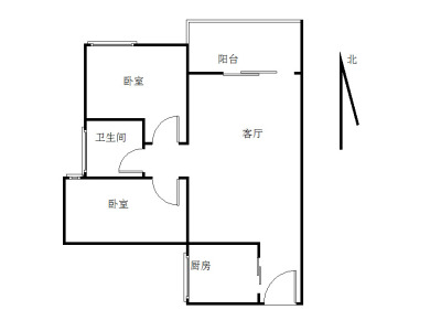 海怡东方花园小区2室1厅1卫户型图3