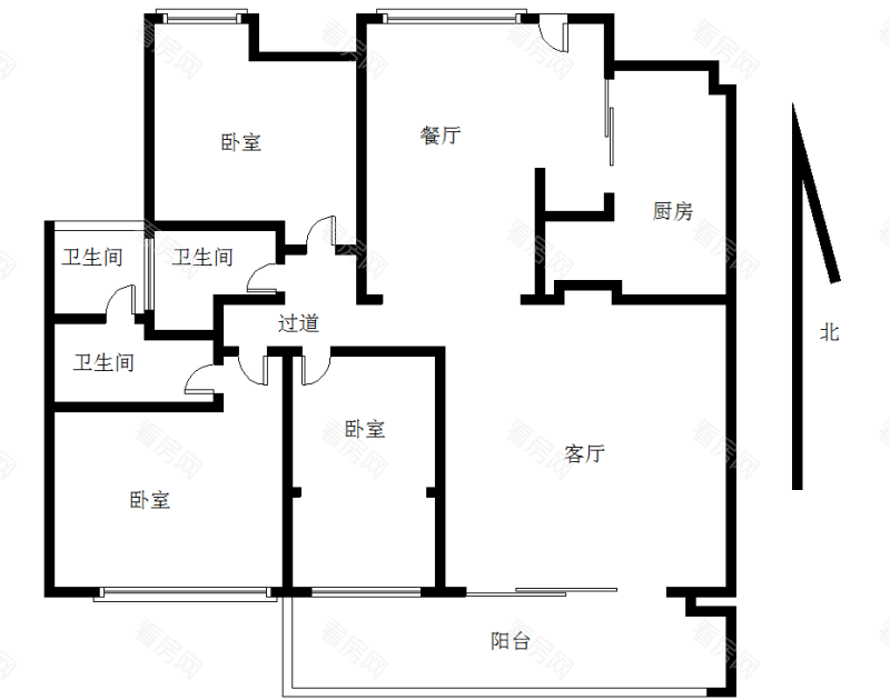 水韵尚都 3室2厅 184.49㎡ 满五唯一_水韵尚都二手房户型图片17