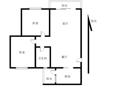 海尚绿洲小区2室2厅1卫户型图2