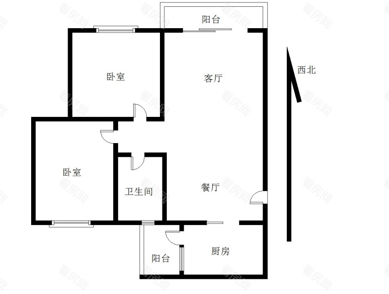 海尚绿洲小区2室2厅1卫户型图
