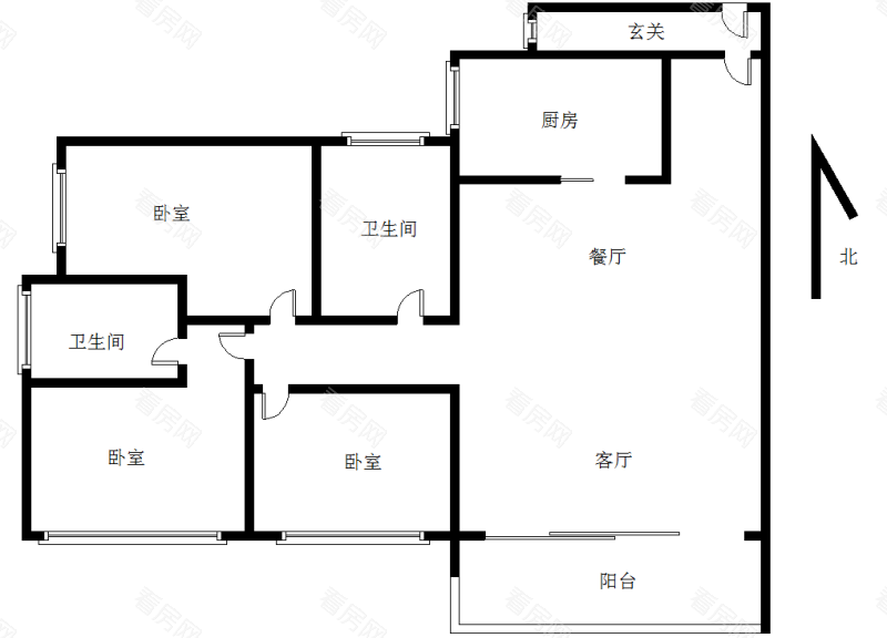 时代名著 3室2厅 112.33㎡ 精装_时代名著二手房户型图片15