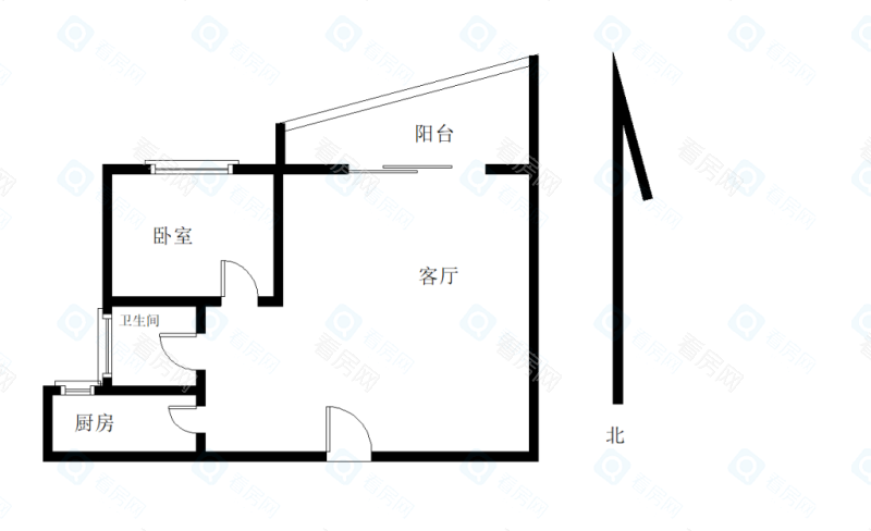 金港豪庭小区1室1厅1卫户型图4
