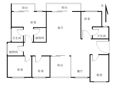 锦绣荣城小区4室2厅2卫户型图1