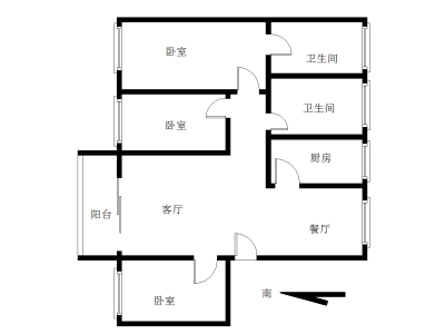 金域豪庭一期小区3室2厅1卫户型图1