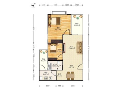 卧龙阁小区2室2厅1卫户型图1