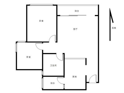 深业新岸线三期小区2室1厅1卫户型图3
