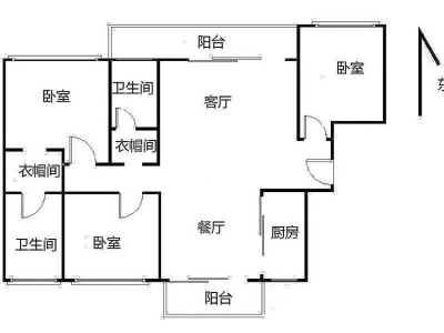 中信红树湾南区小区3室2厅2卫户型图2