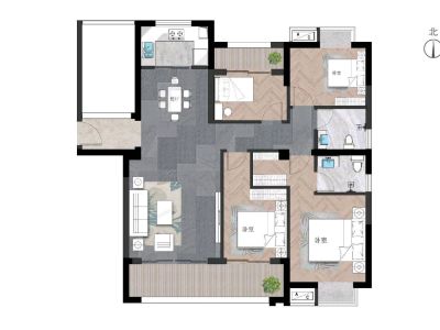 巨亿城小区5室2厅2卫户型图1